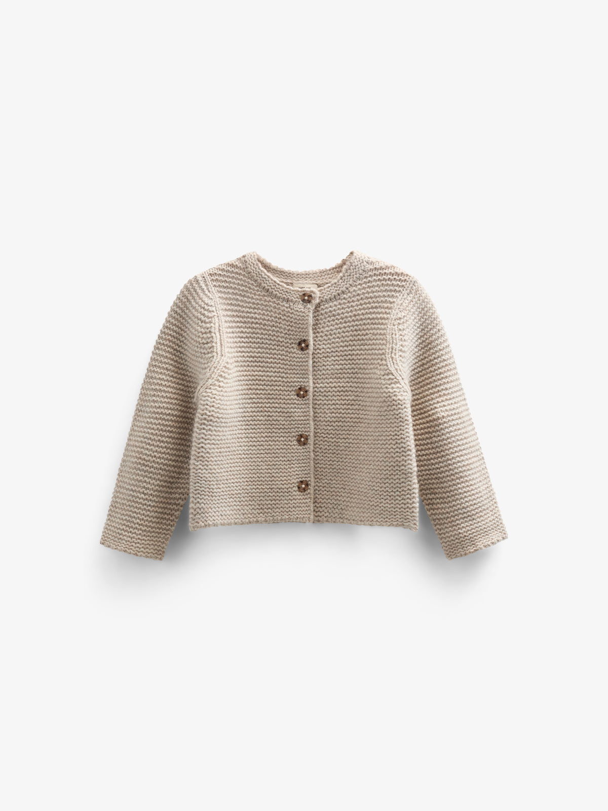Wool Knit Cardigan - Kids - Caffe Latte Melange | 100874 Maya