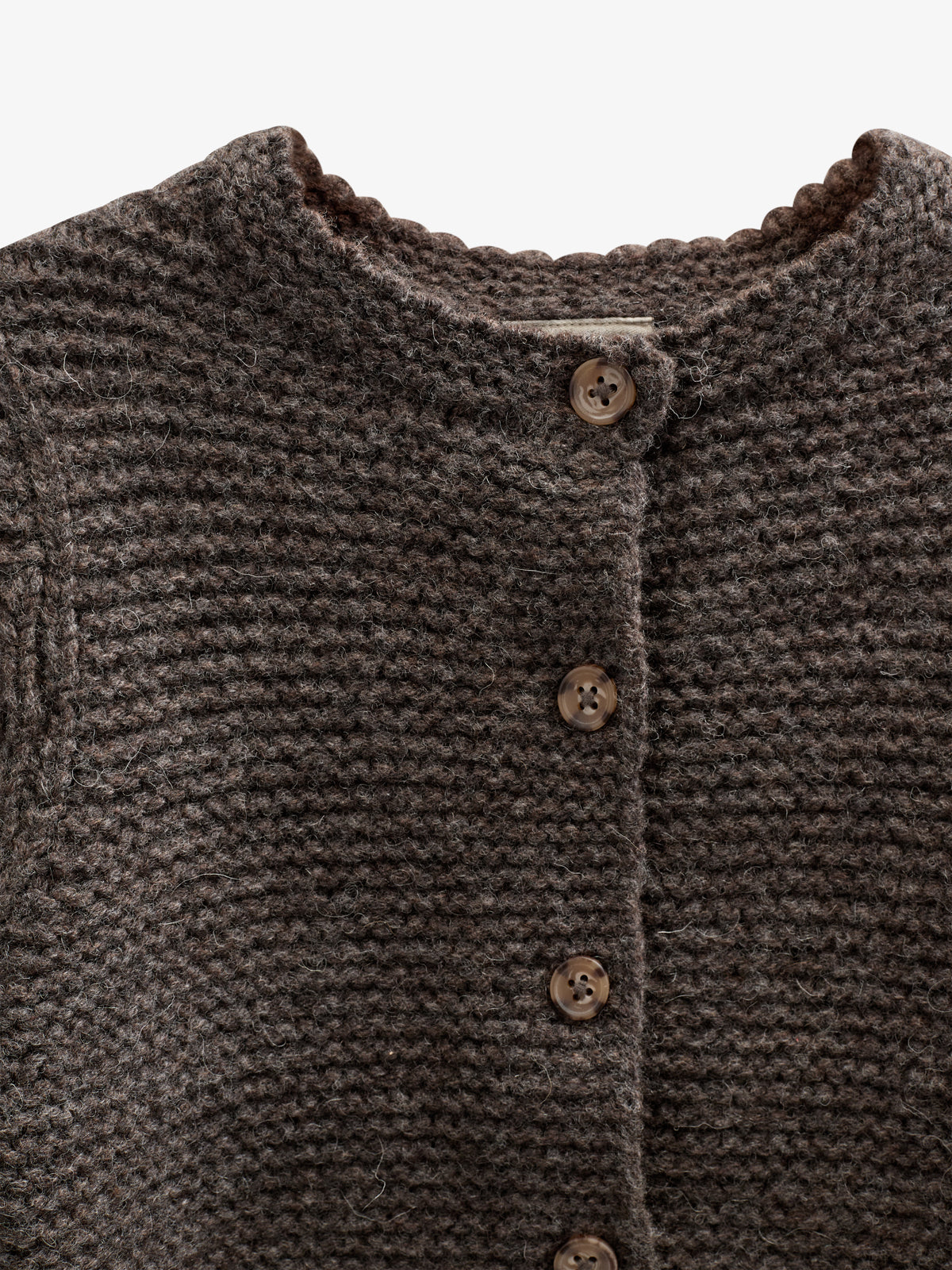 Wool Knit Cardigan - Kids - Chocolate Melange | 100876 Maya