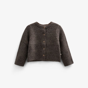 Wool Knit Cardigan - Tween - Chocolate Melange | 100877 Maya