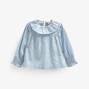 Katoenen blouse met kraag - Kids - Light Blue | 100885 Claire