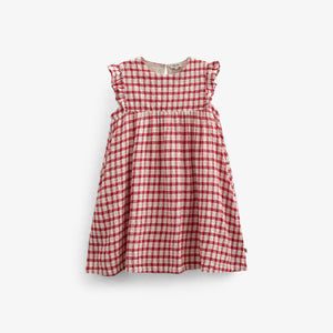 Geruite Katoenen Jurk - Kids - Cherry Red | 100904 Bonnie