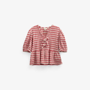 Geruite Katoenen Blouse - Kids - Cherry Red | 100908 Bonnie