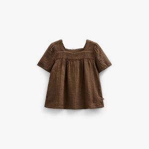 Gauze Blouse met Korte Mouwen - Tween - Dark Brown | 100917 Jasmine
