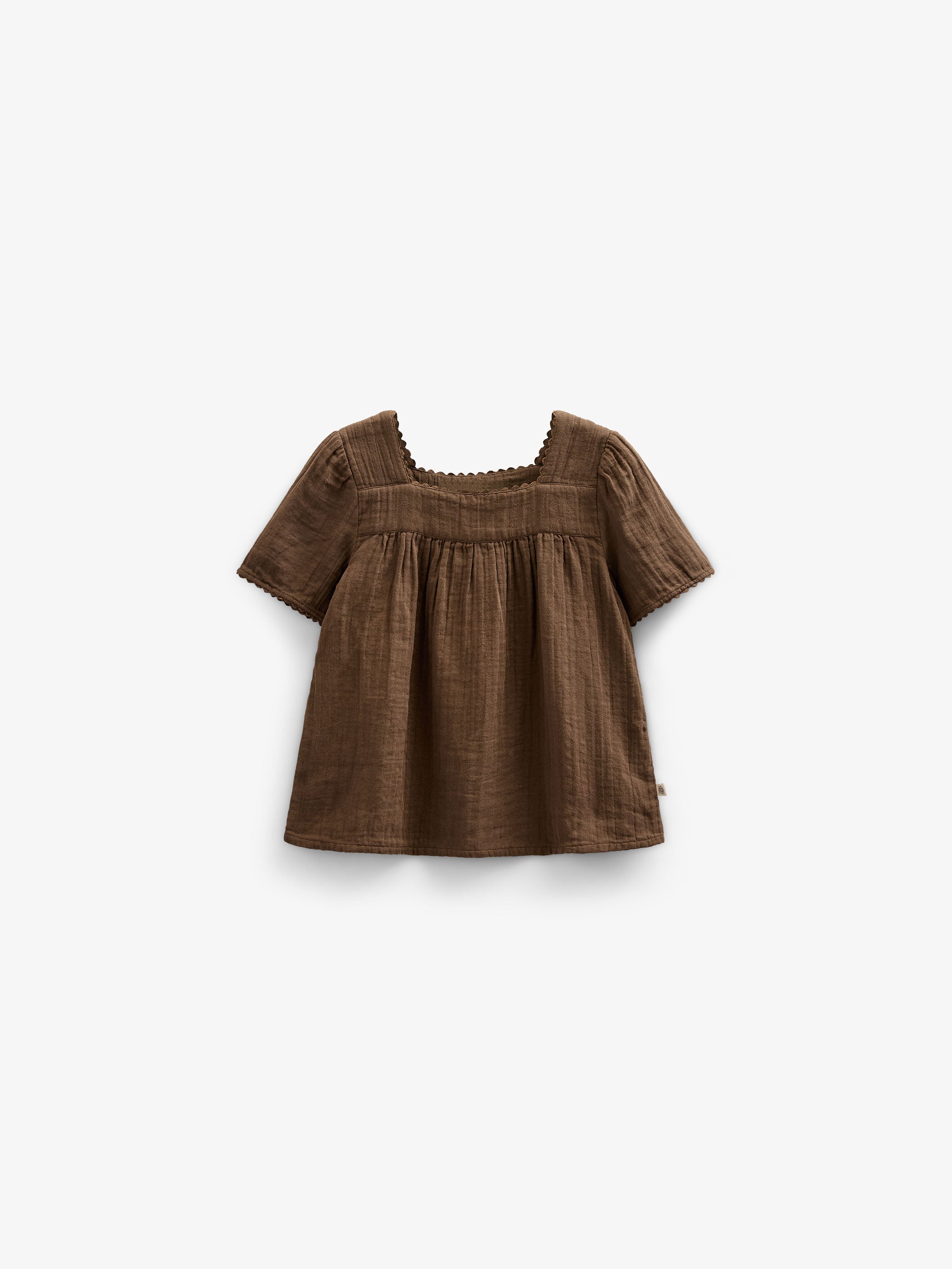 Gauze Blouse met Korte Mouwen - Tween - Dark Brown | 100917 Jasmine