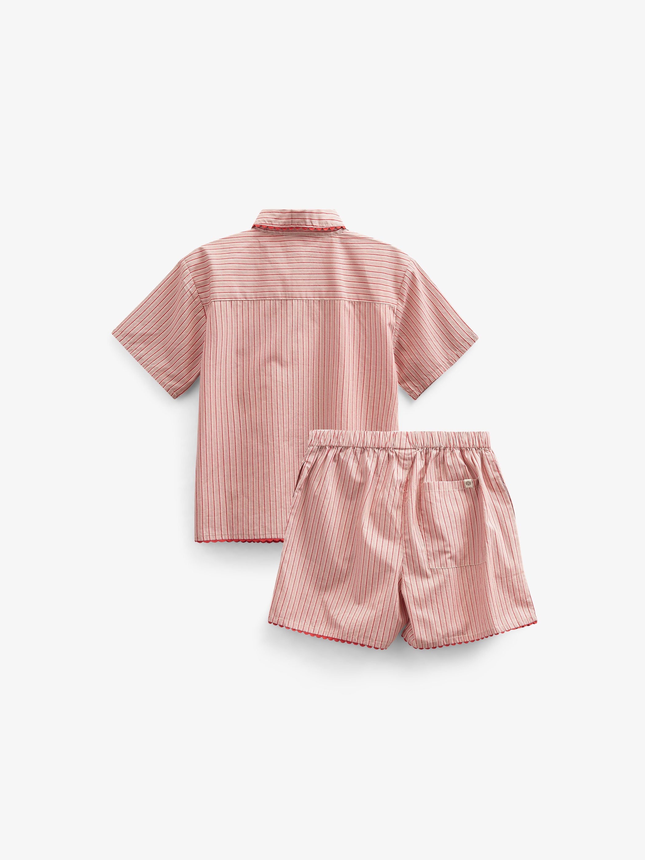Gestreepte poplin overhemd en short set - Kids - Old Rose/Cherry Red | 100946 Olivia
