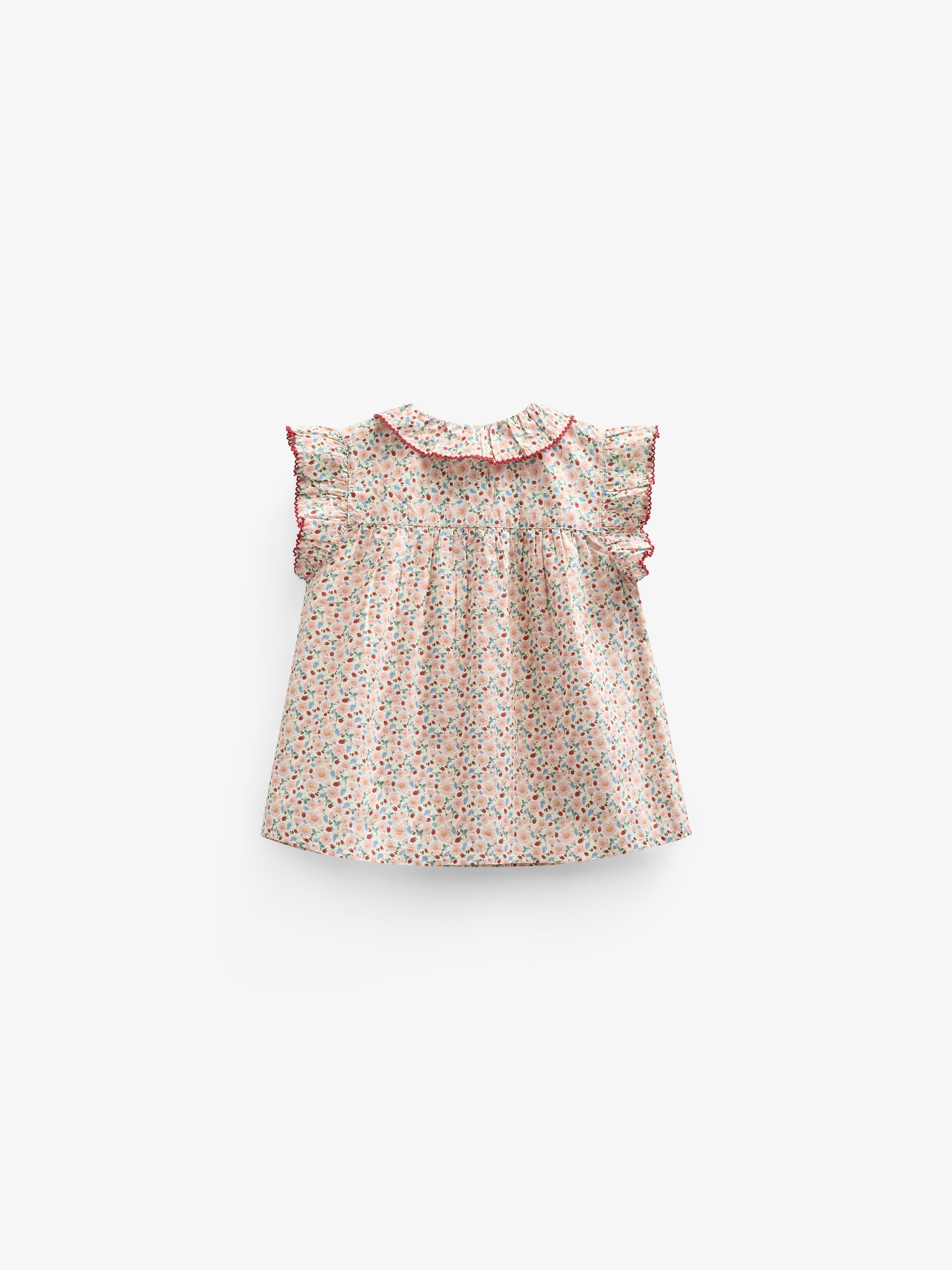 Poplin Top met Bloemenprint en Ruche - Kids - Rose | 100948 Poppy