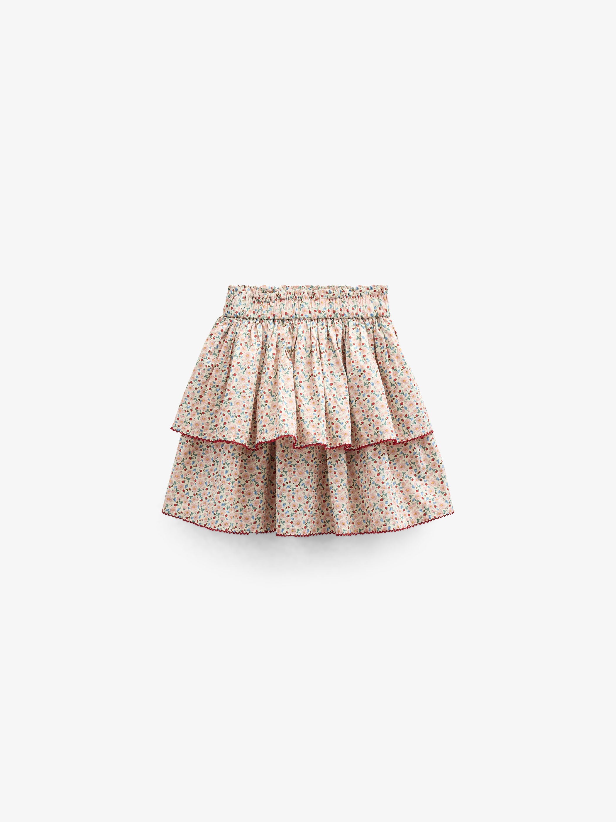 Poplin rok met bloemenprint en ruche - Kids - Rose | 100952 Poppy