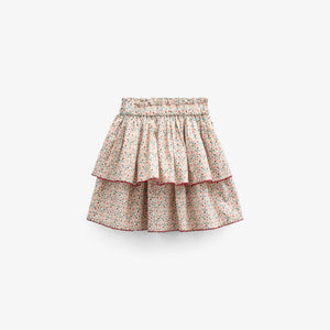 Poplin rok met bloemenprint en ruche - Tween - Rose | 100953 Poppy