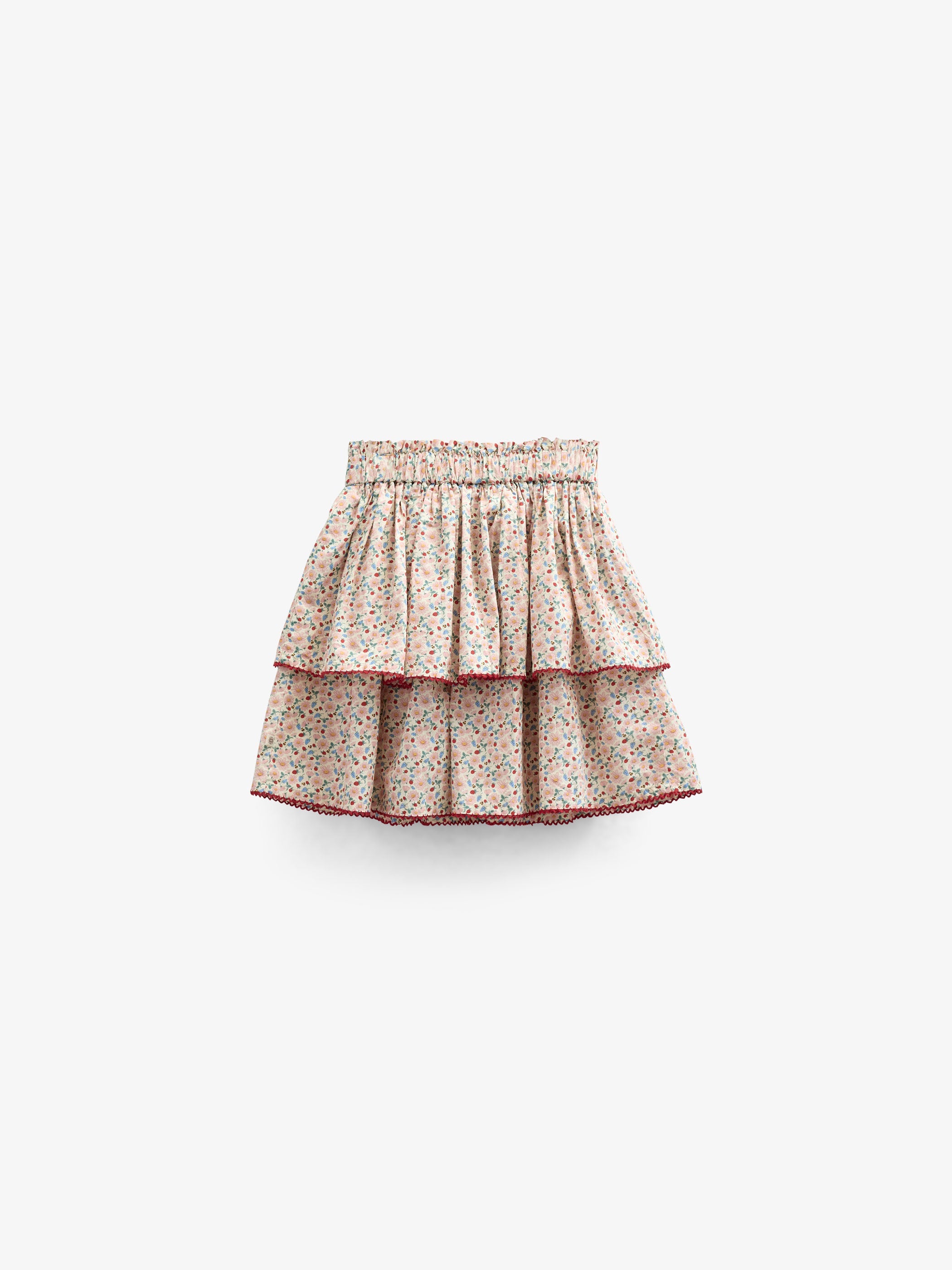 Poplin rok met bloemenprint en ruche - Tween - Rose | 100953 Poppy