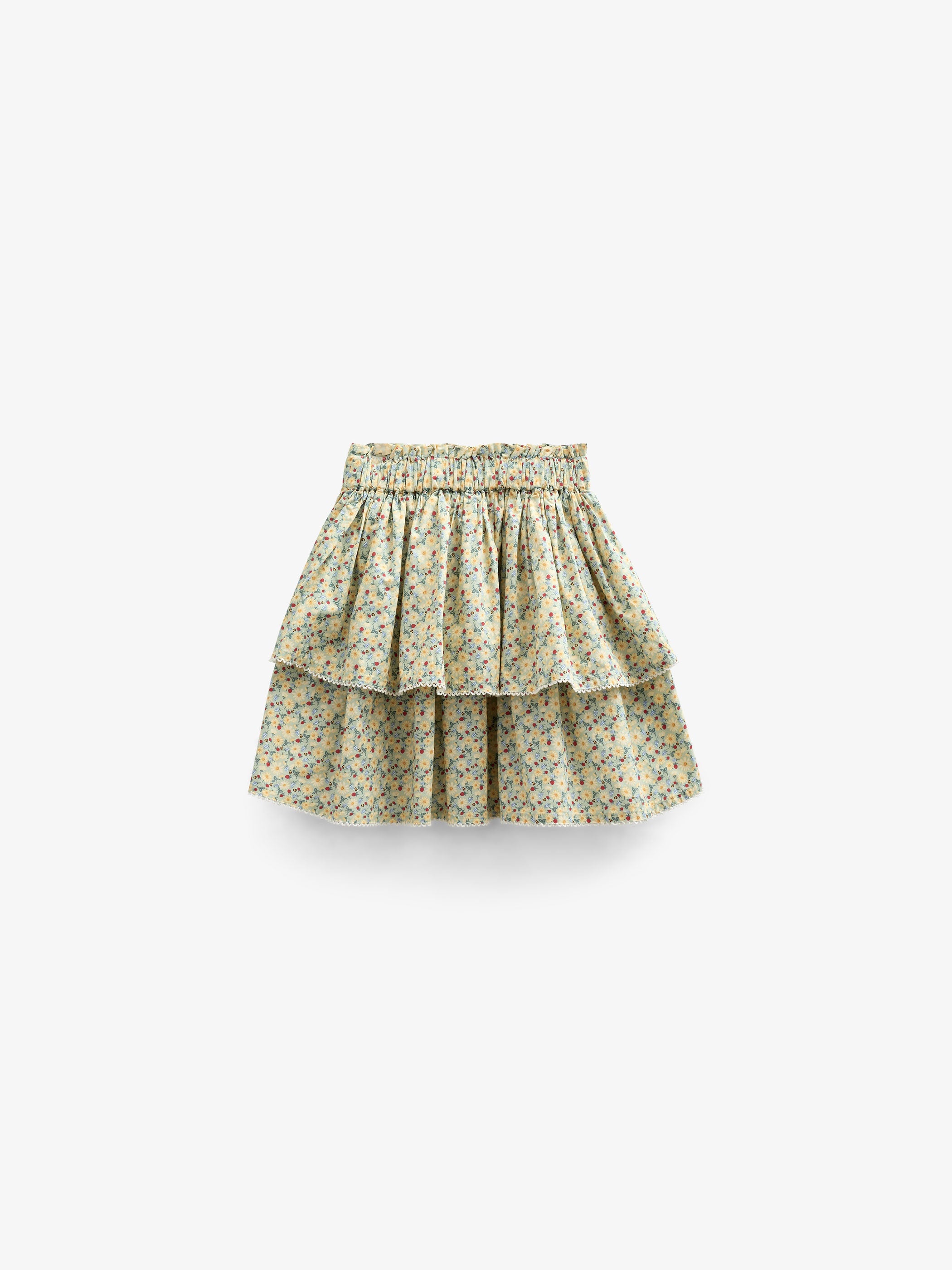 Poplin rok met bloemenprint en ruche - Kids - Green | 100954 Poppy