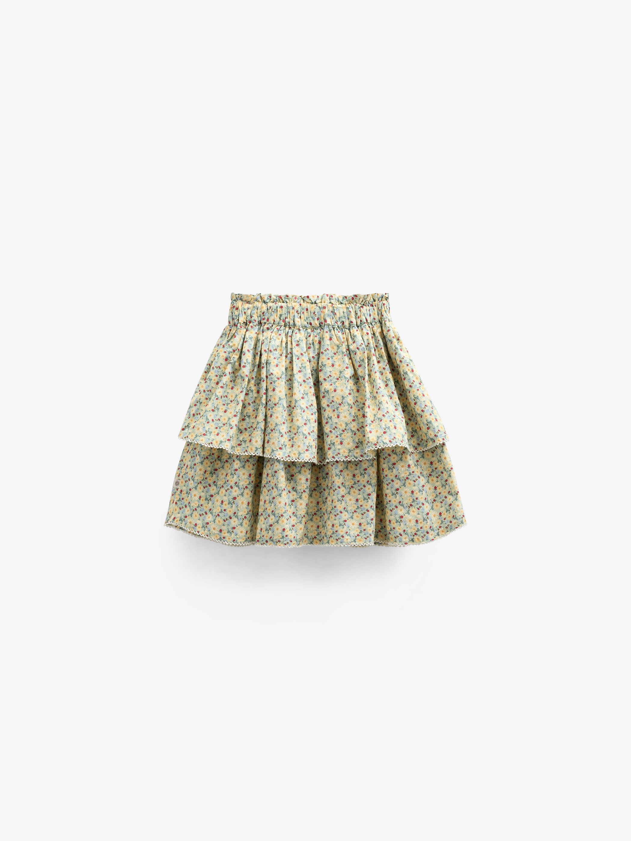 Poplin rok met bloemenprint en ruche - Tween - Green | 100955 Poppy