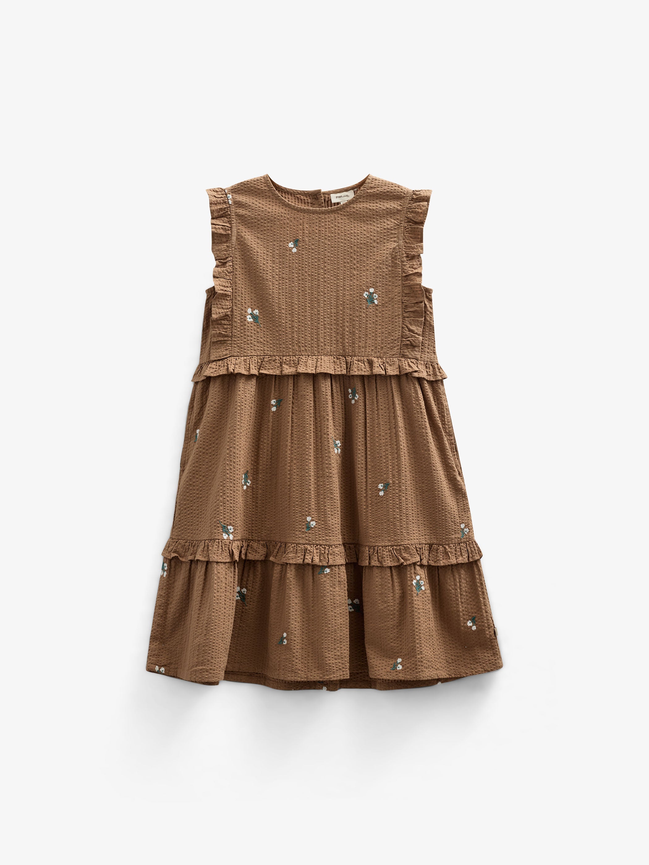 Geborduurde seersucker jurk - Kids - Coconut | 100978 Nora