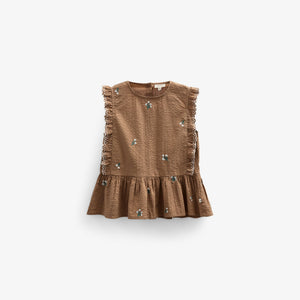 Geborduurde Seersucker Top - Tween - Coconut | 100983 Nora
