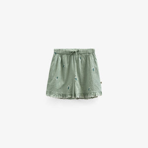 Geborduurde seersucker shorts - Tween - Dusty Green | 100985 Nora