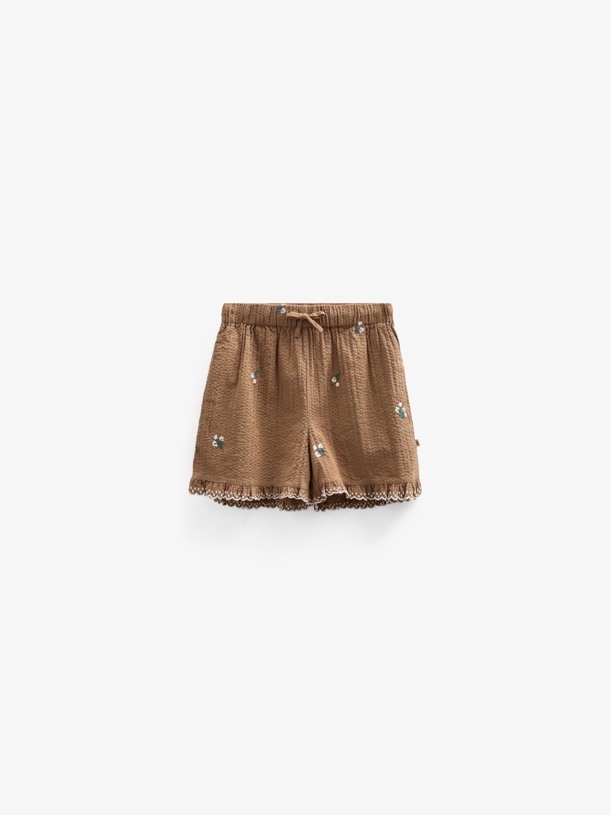 Geborduurde seersucker shorts - Tween - Coconut | 100987 Nora