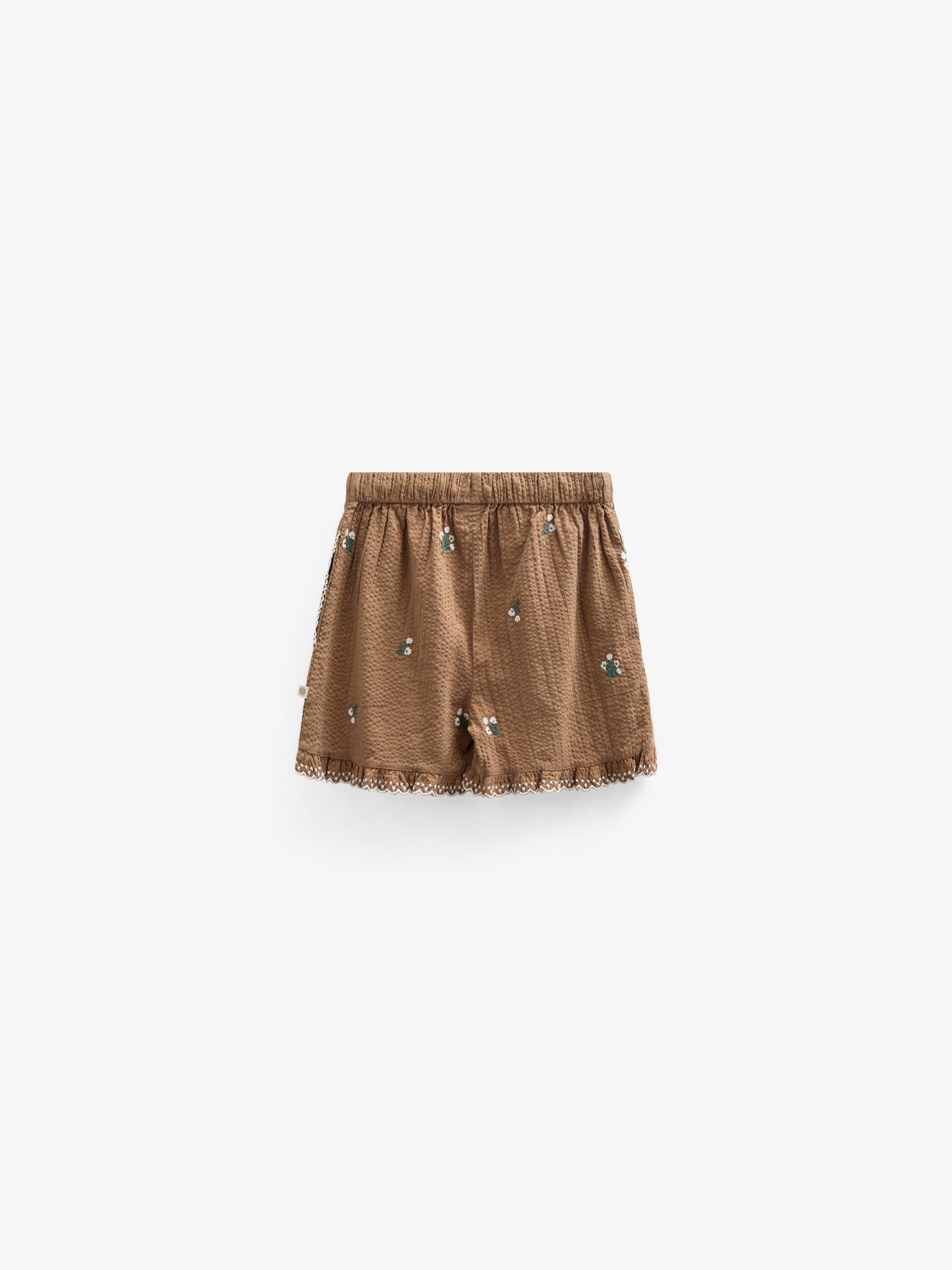 Geborduurde seersucker shorts - Tween - Coconut | 100987 Nora
