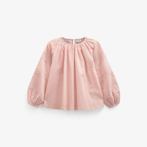 Gestreepte Blouse met Lange Mouwen - Tween - Offwhite/Cherry Red | 100991 Willa