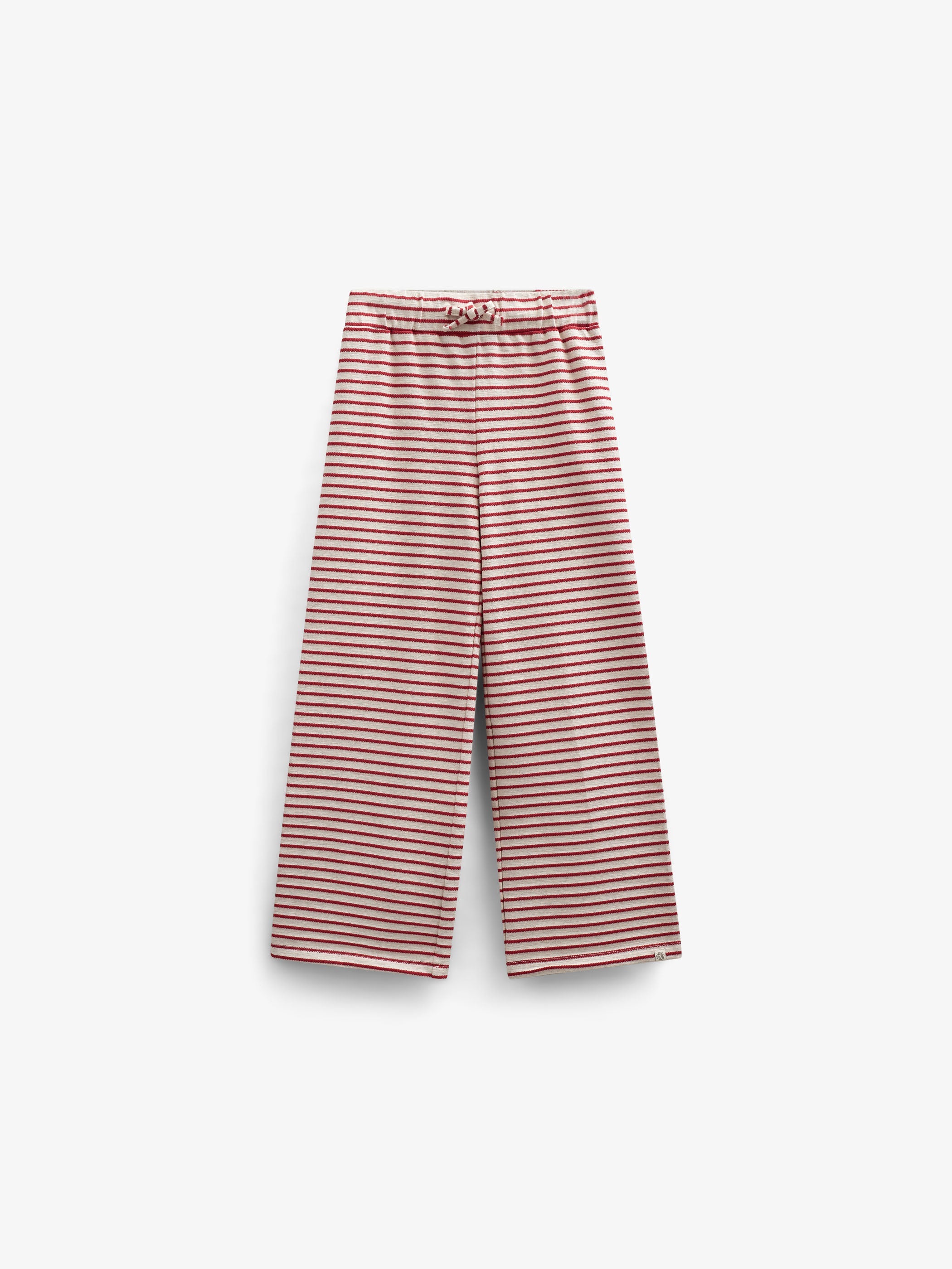 Gestreepte Jersey Broek met Wijde Pijpen - Tween - Cherry Red | 100996 Emmie