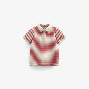 Gestreepte Jersey Polo - Kids - Cherry Red | 101002 Emmie