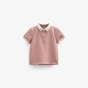 Gestreepte Jersey Polo - Tween - Cherry Red | 101003 Emmie