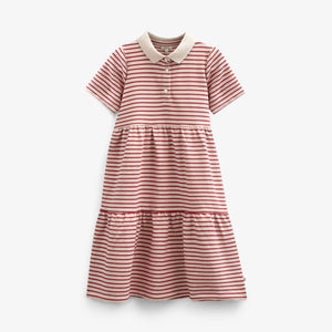 Gestreepte jersey jurk - Kids - Cherry Red | 101008 Emmie