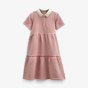 Gestreepte jersey jurk - Tween - Cherry Red | 101009 Emmie