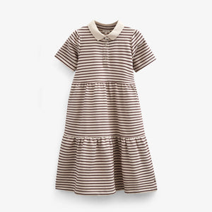 Gestreepte jersey jurk - Kids - Brown | 101010 Emmie