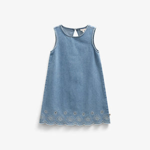 Geborduurde denim minijurk - Kids - Light Blue Denim | 101018 Vera