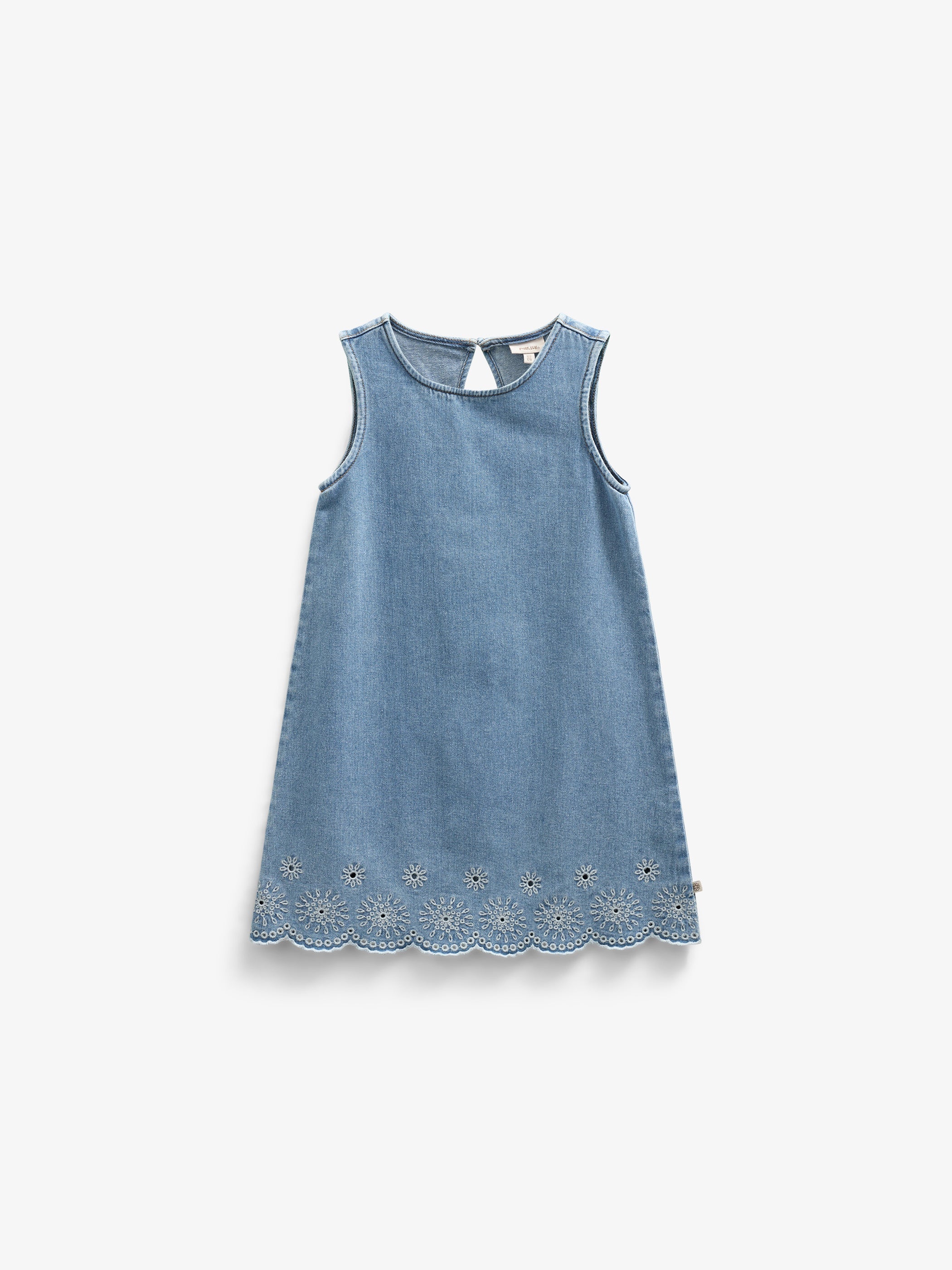 Geborduurde denim minijurk - Kids - Light Blue Denim | 101018 Vera