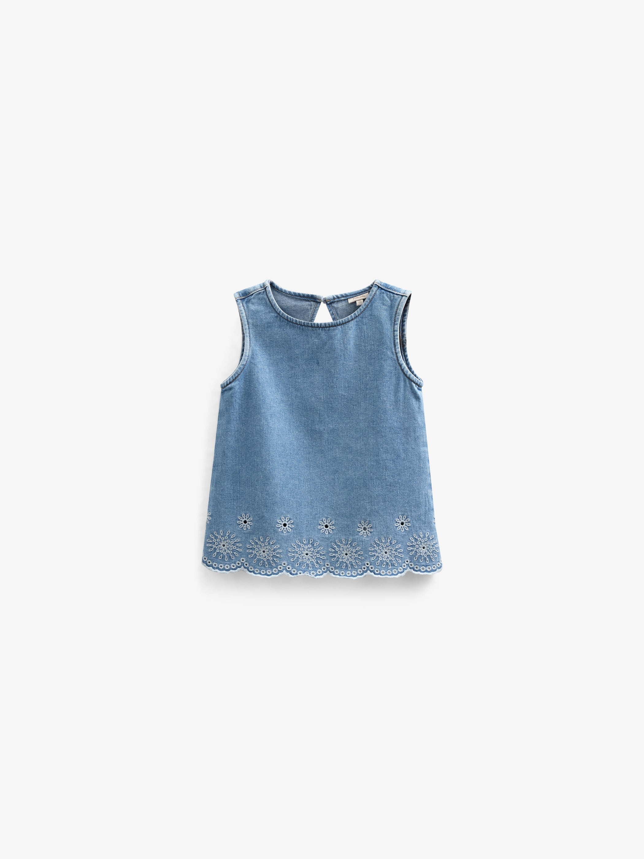 Geborduurde Denim Top - Kids - Light Blue Denim | 101020 Vera