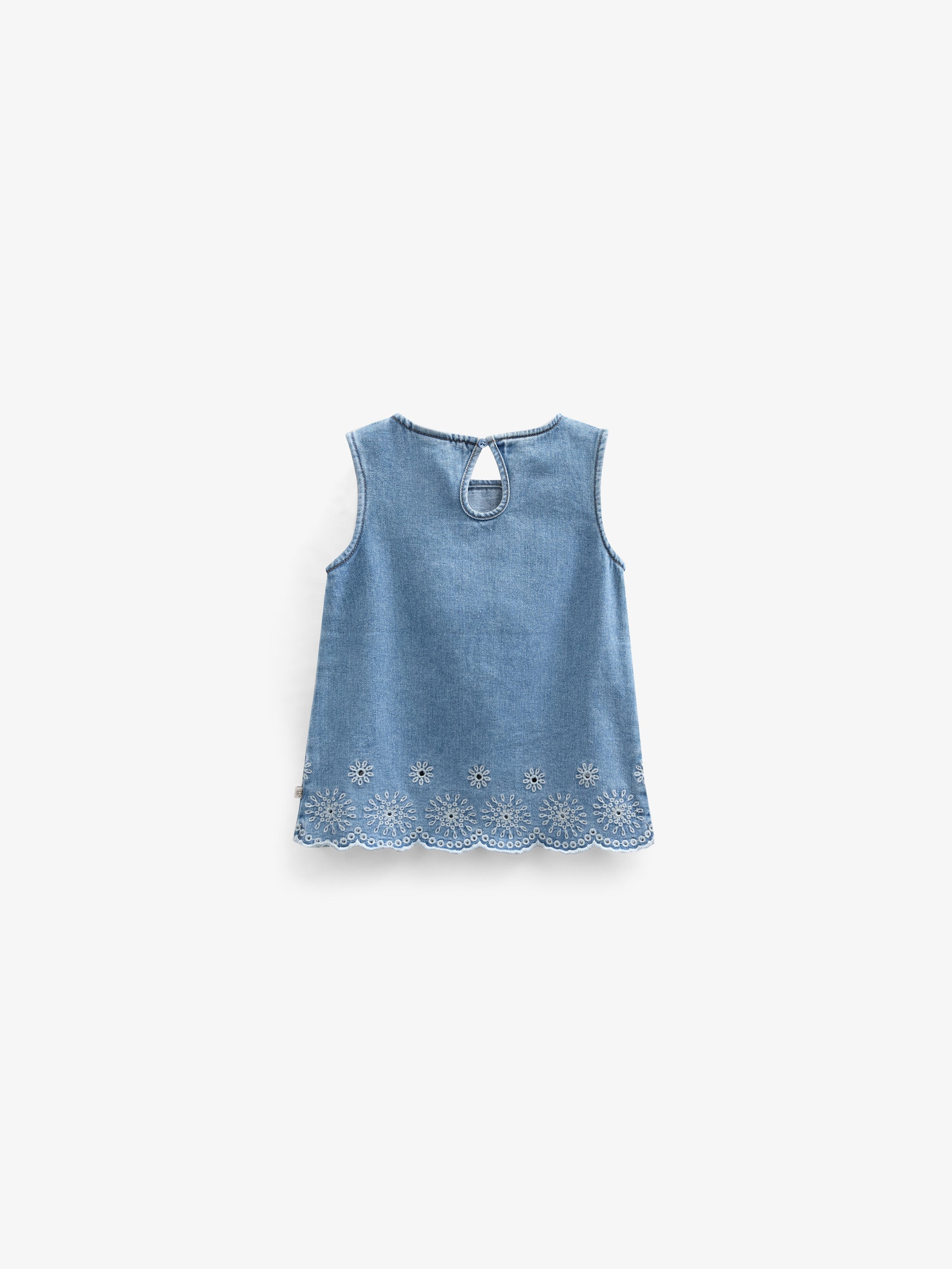 Geborduurde Denim Top - Kids - Light Blue Denim | 101020 Vera