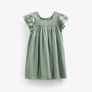 Katoenen jurk met Ric Rac Ruche - Kids - Dusty Green | 101035 Alma