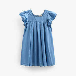 Katoenen jurk met Ric Rac Ruche - Tween - Dusty Blue | 101067 Alma
