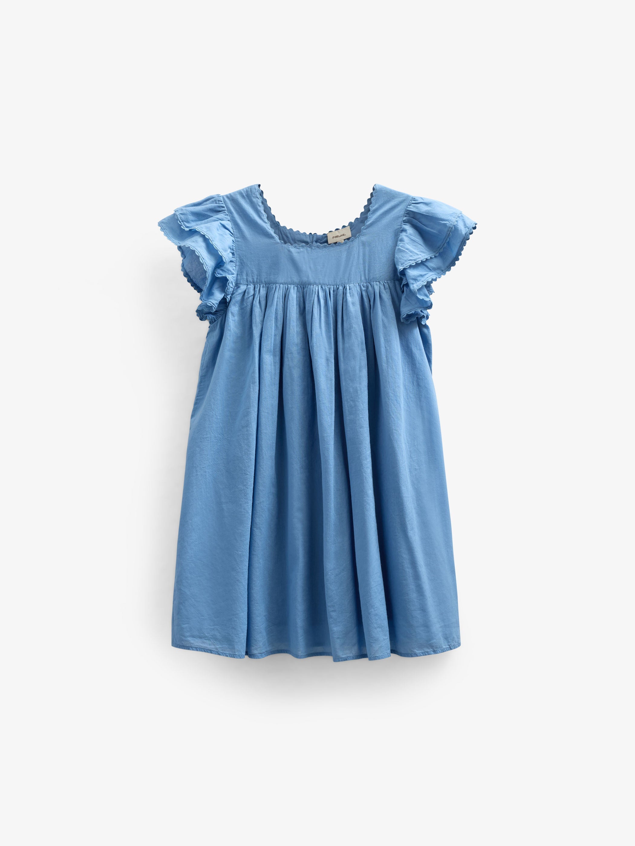 Katoenen jurk met Ric Rac Ruche - Tween - Dusty Blue | 101067 Alma