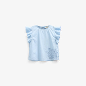 Poplin blouse met borduursel - Tween - Powder Blue | 101073 Barbara