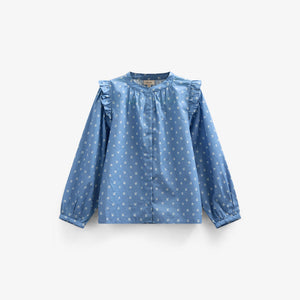 Printed Poplin Shirt Blouse - Kids - Dusty Blue | 101056 Camilla