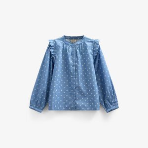 Bedrukte Poplin Overhemdblouse - Kids - Dusty Blue | 101056 Camilla
