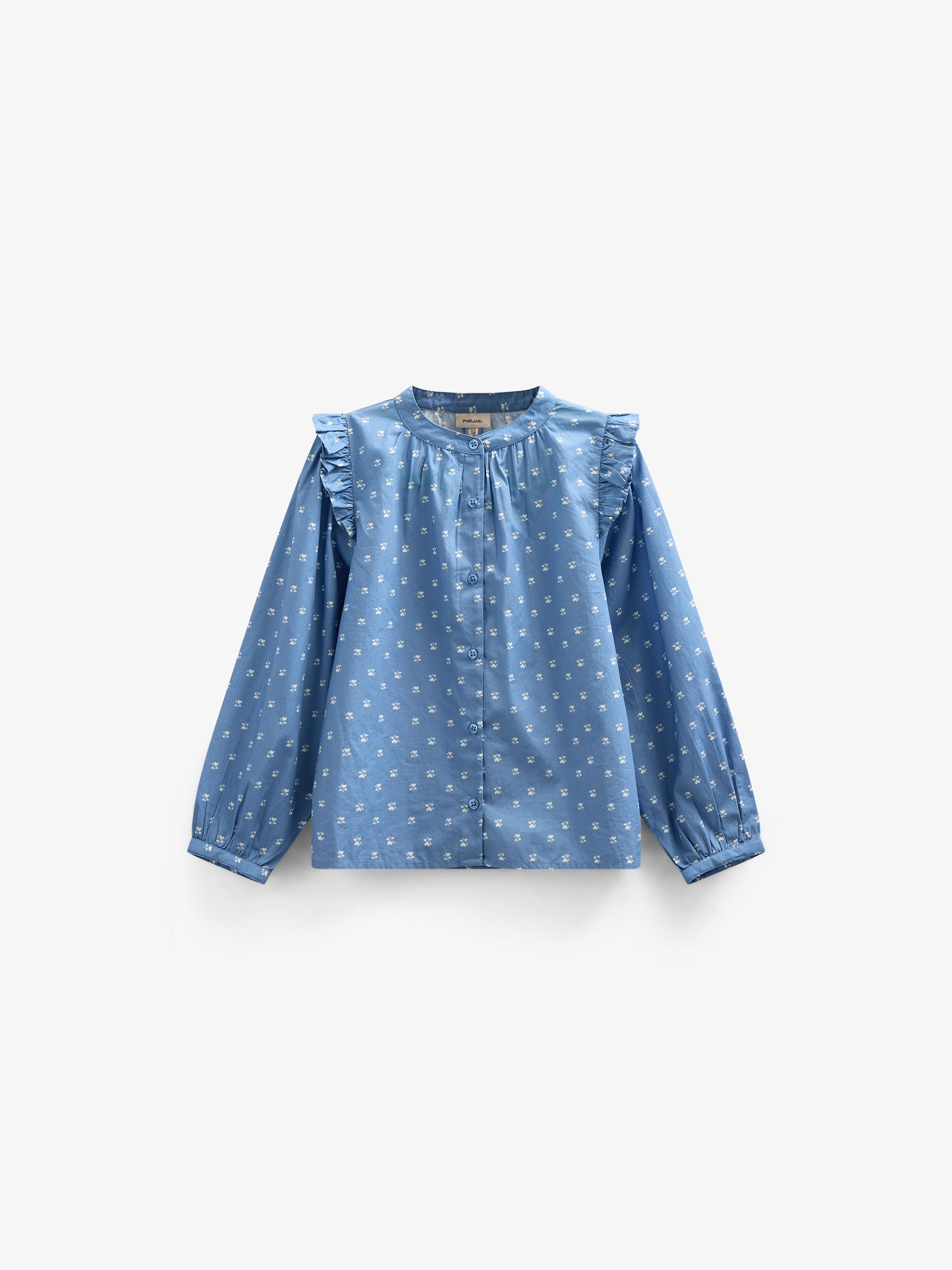 Bedrukte Poplin Overhemdblouse - Kids - Dusty Blue | 101056 Camilla