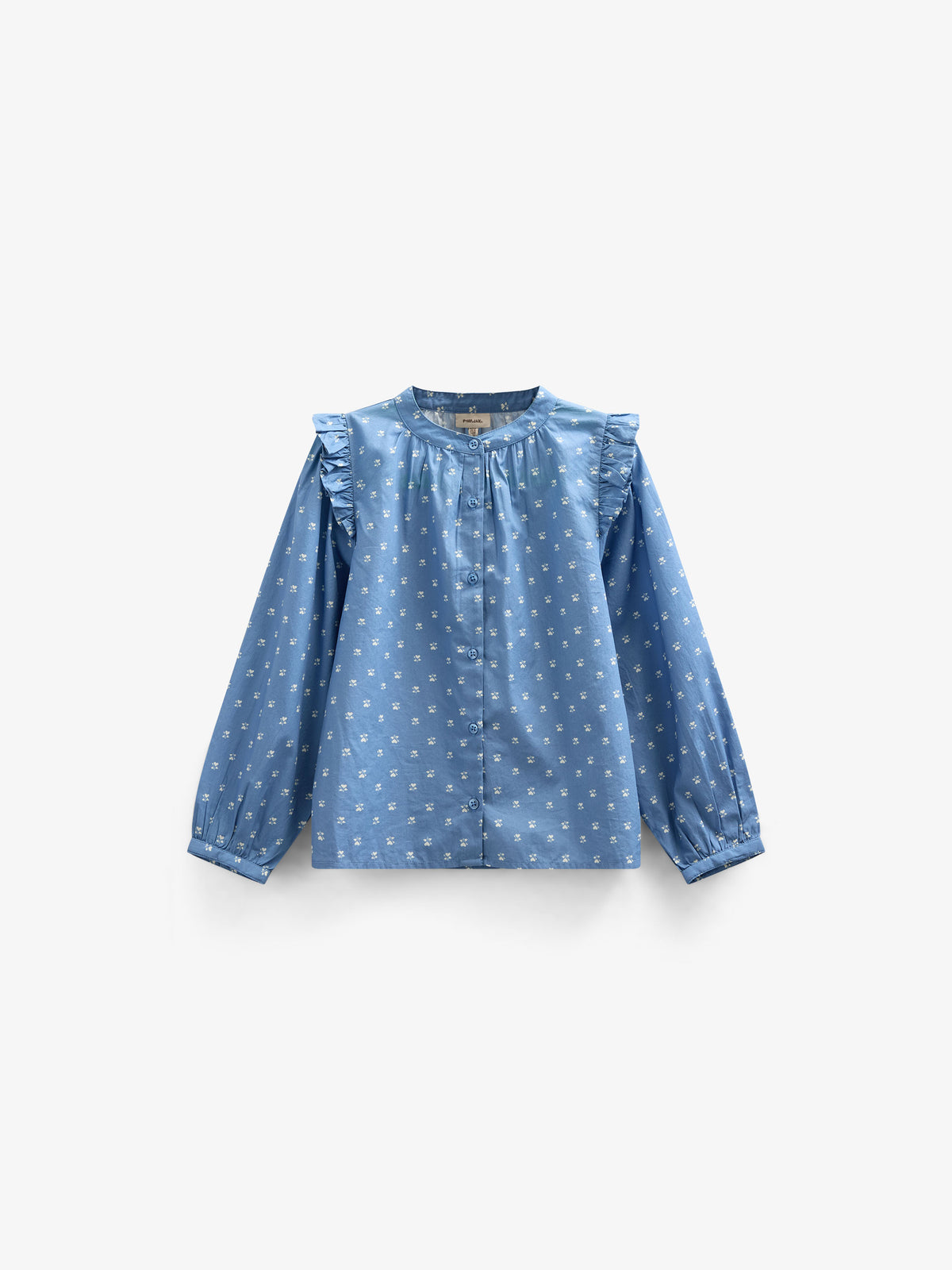 Printed Poplin Shirt Blouse - Kids - Dusty Blue | 101056 Camilla