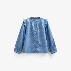 Bedrukte Poplin Overhemdblouse - Tween - Dusty Blue | 101087 Camilla
