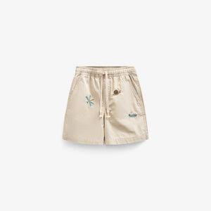 Embroidered Cotton Shorts - Kids - Light Beige | 101063 Erik