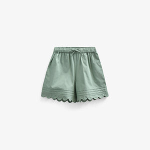 Poplinshorts met Geschulpte Rand - Kids - Dusty Green | 101045 Joy