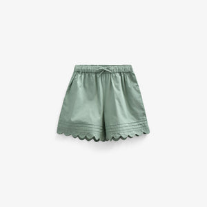 Poplinshorts met Geschulpte Rand - Kids - Dusty Green | 101045 Joy
