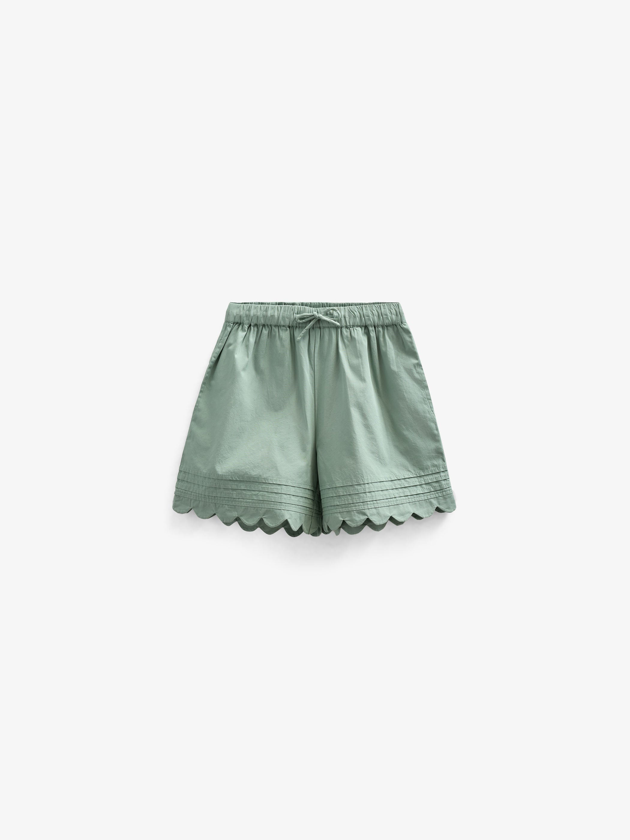 Poplinshorts met Scalloprand - Tween - Dusty Green | 101076 Joy