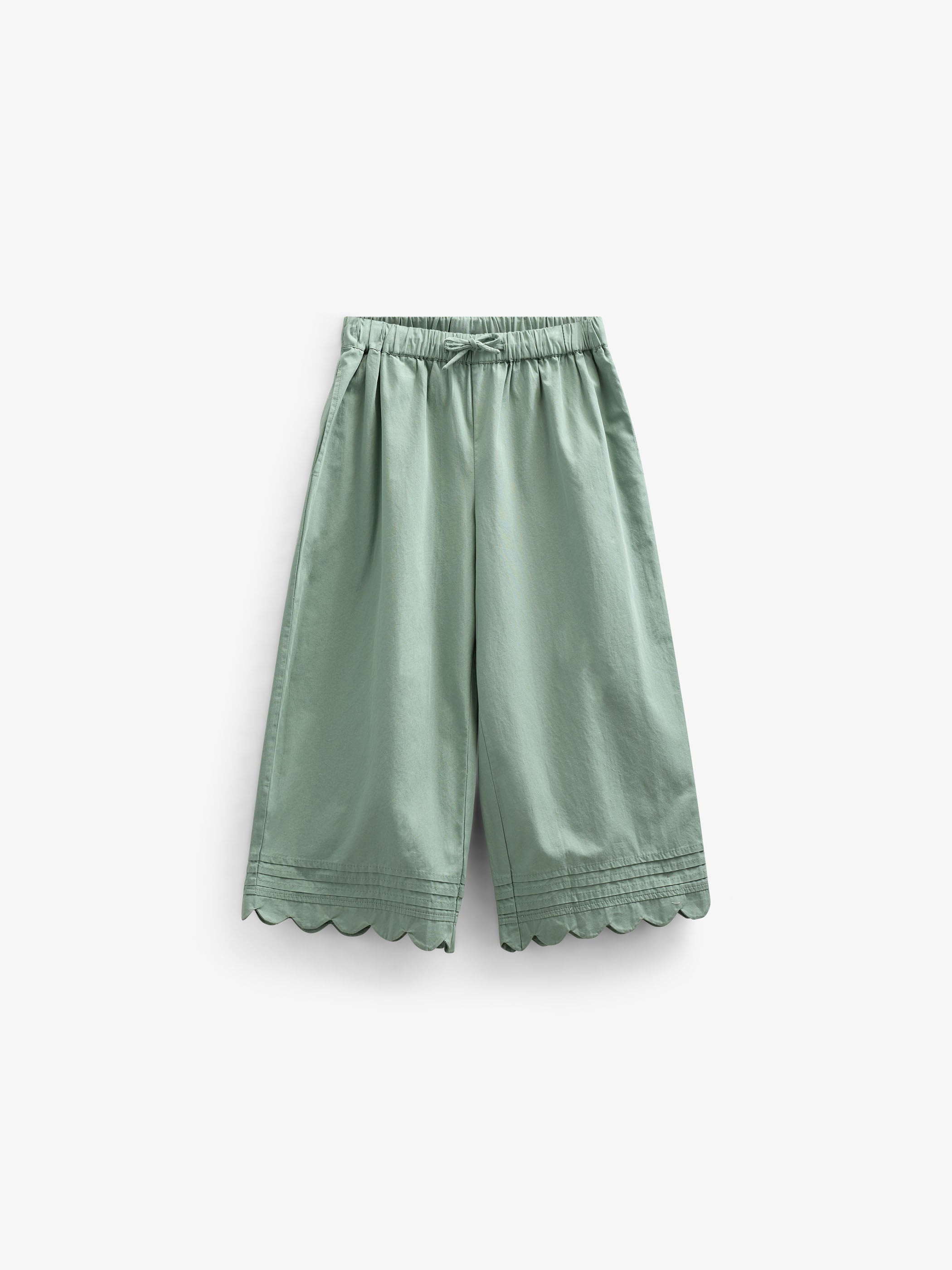 Poplinbroek met Geschulpte Rand - Kids - Dusty Green | 101049 Joy