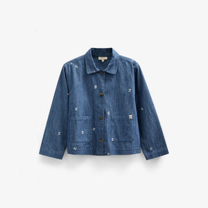 Embroidered Light Denim Shirt Jacket - Kids - Blue Denim | 101051 Isabella
