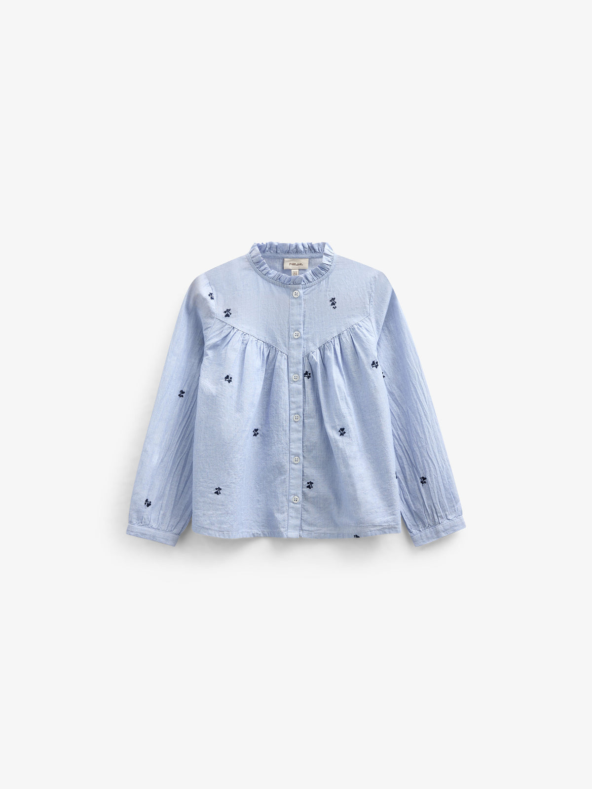 Embroidered Chambrey Shirt - Kids - Light Blue | 101058 Rose