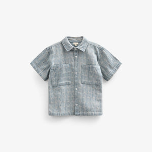 Jacquard Denim Korte Mouw Overhemdjas - Tween - Blue Denim | 101093 Kyle