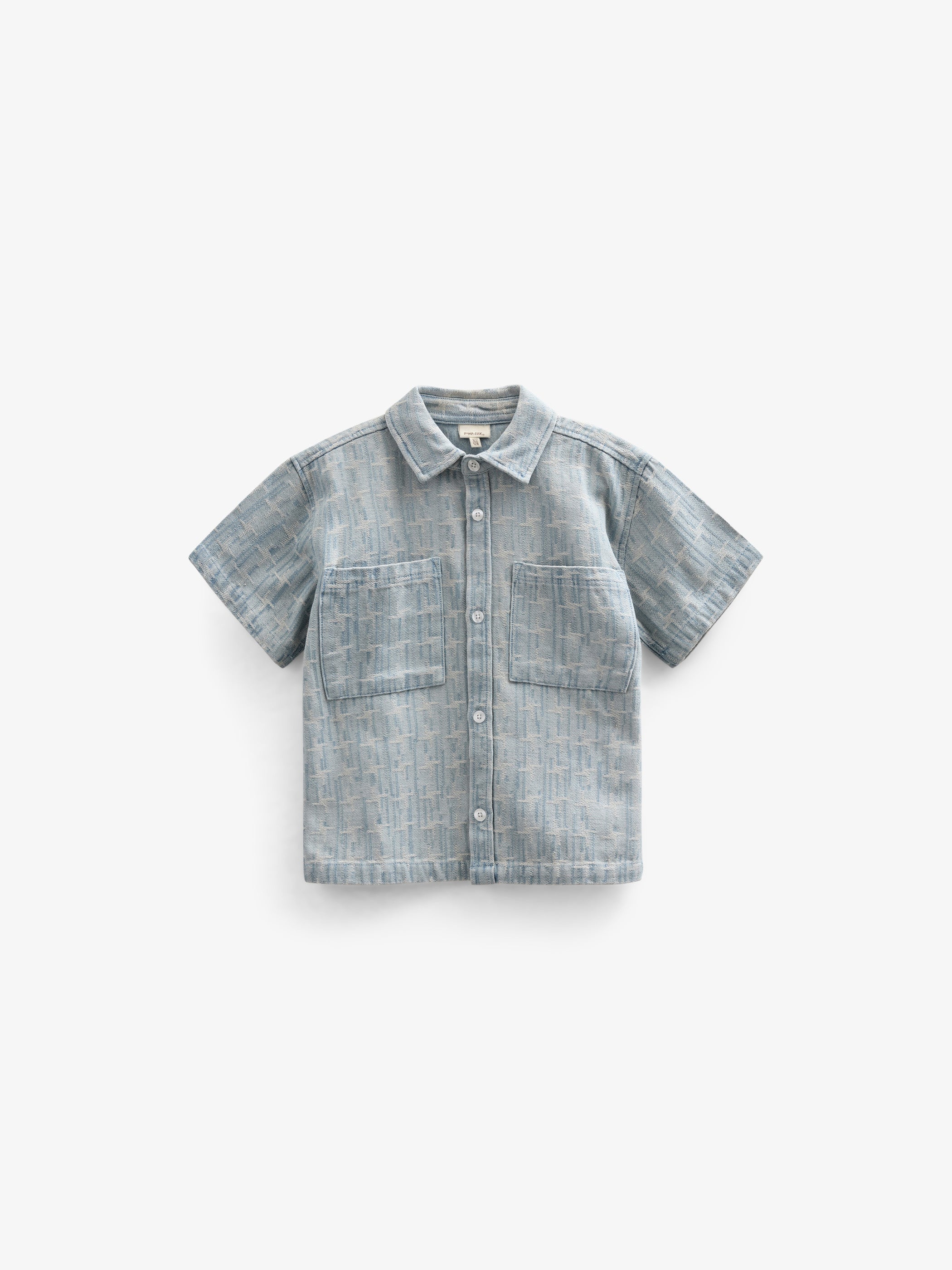 Jacquard Denim Korte Mouw Overhemdjas - Tween - Blue Denim | 101093 Kyle