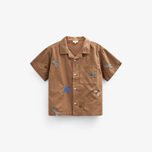 Geborduurd katoenen overhemd met korte mouwen - Tween - Coconut | 101097 Erik